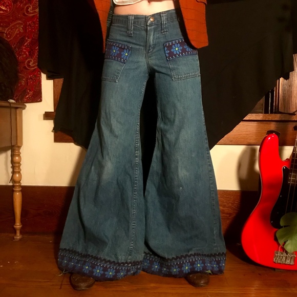 SOLD—- VINTAGE 60s Mega Bell Bottom Jeans - Picture 8 of 8